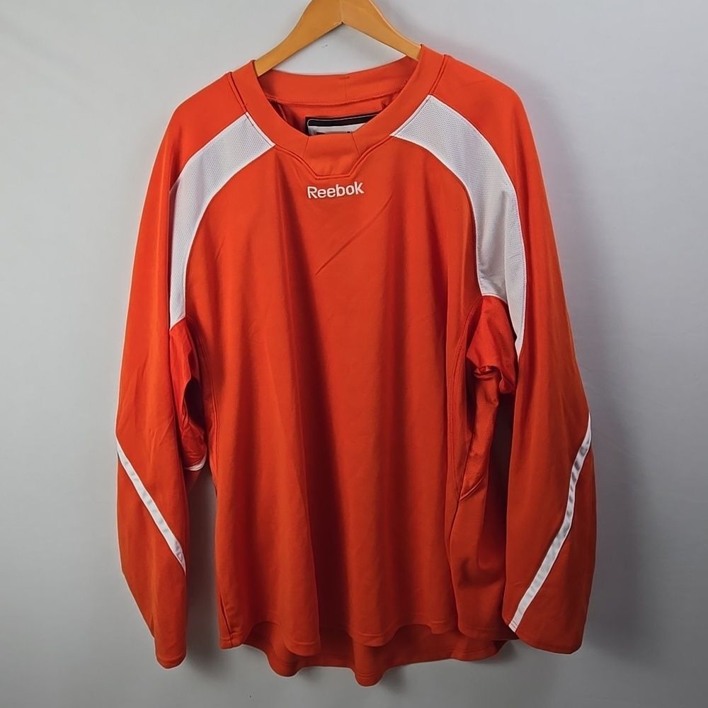 Vintage Reebok Edge Men's Hockey Orange White Practice Jersey Sz XXL, Athletics